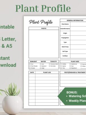 Plant Profile, Watering Schedule, Plant Care Journal, Houseplant Care Instructions Bundle, Gardening Printable, Plant Tracker, Plant Log