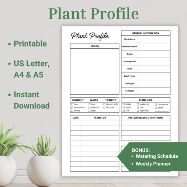 Plant Profile, Watering Schedule, Plant Care Journal, Houseplant Care Instructions Bundle, Gardening Printable, Plant Tracker, Plant Log