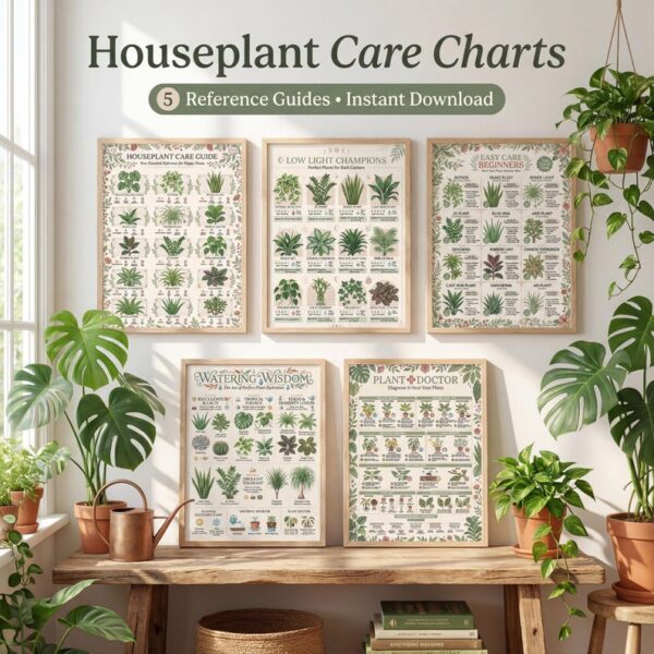 Houseplant Care Guide Prints | Beginner Plant Parent Charts | Printable Plant Care Bundle | Instant PDF Download