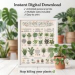 Houseplant Care Guide Prints | Beginner Plant Parent Charts | Printable Plant Care Bundle | Instant PDF Download